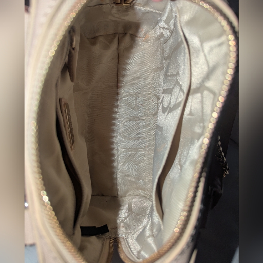 Furla Mini Ellena Neutral Saffiano Leather Satchel with Gold Accents - Picture 12 of 13